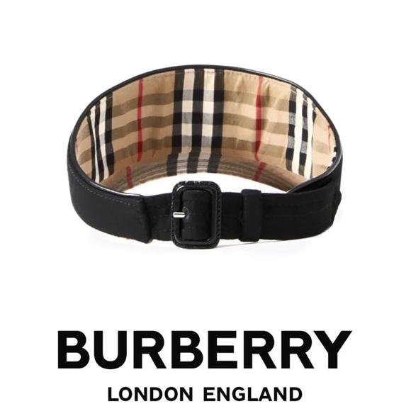 Burberry Heritage Monogram Motif Iconic Check Pattern Black Visor Hat*NWT - Picture 5 of 9